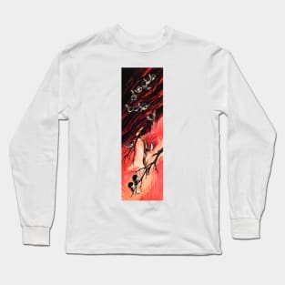 Eight of Wands Maned Wolf and Chickadee Long Sleeve T-Shirt